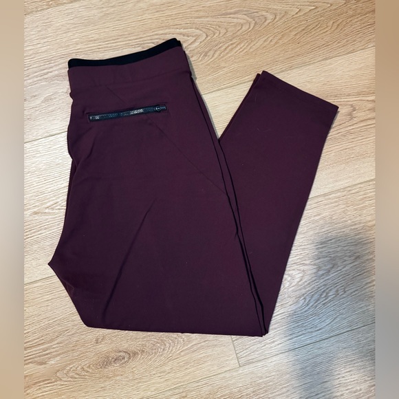 Athleta Venice Pintuck Pants Crop Ankle Pockets Antique Burgundy Wine Medium - Picture 2 of 10